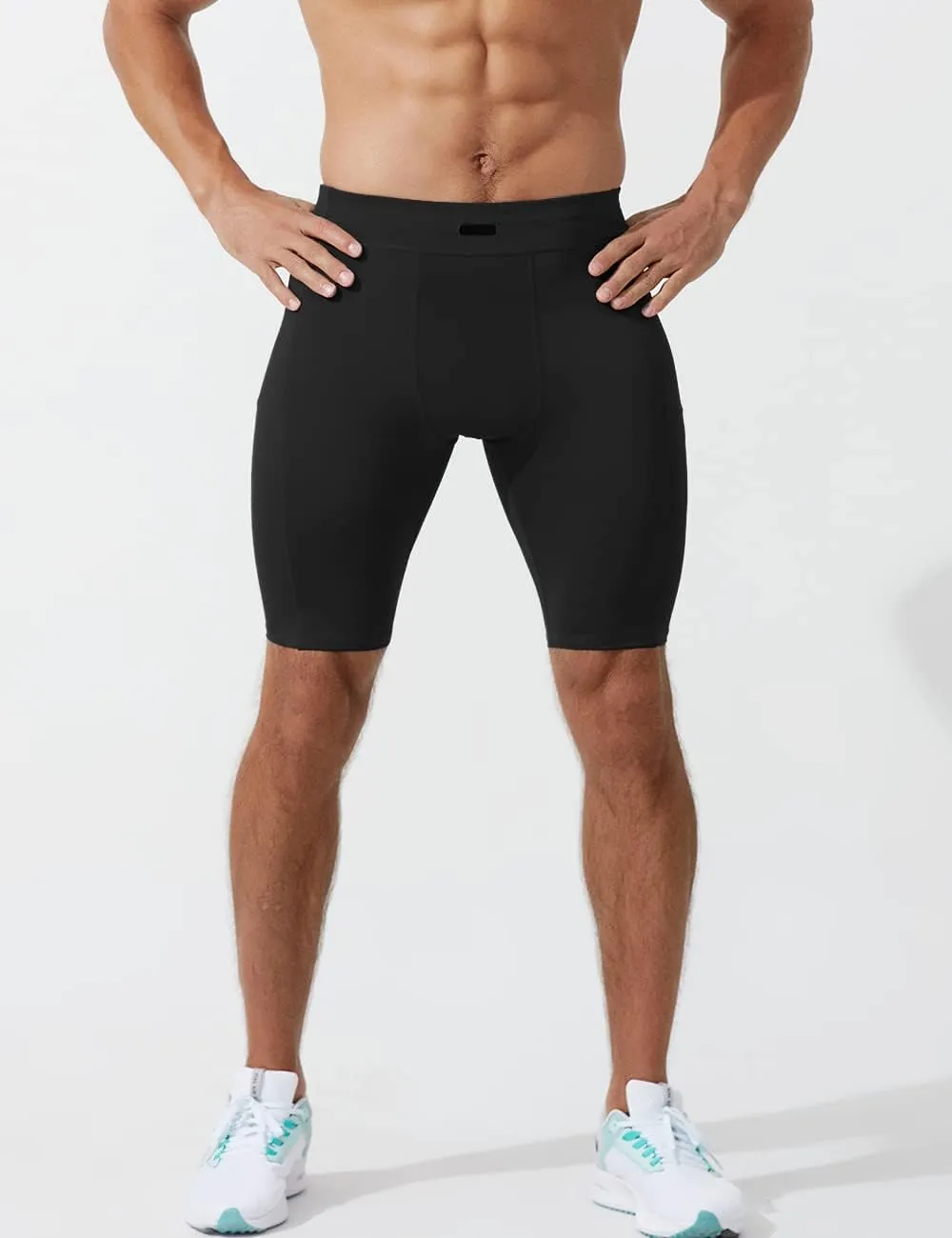 MIZOK Men's Elastic Compression Shorts Sports Performance Active Workout Tight Shorts with Pocket