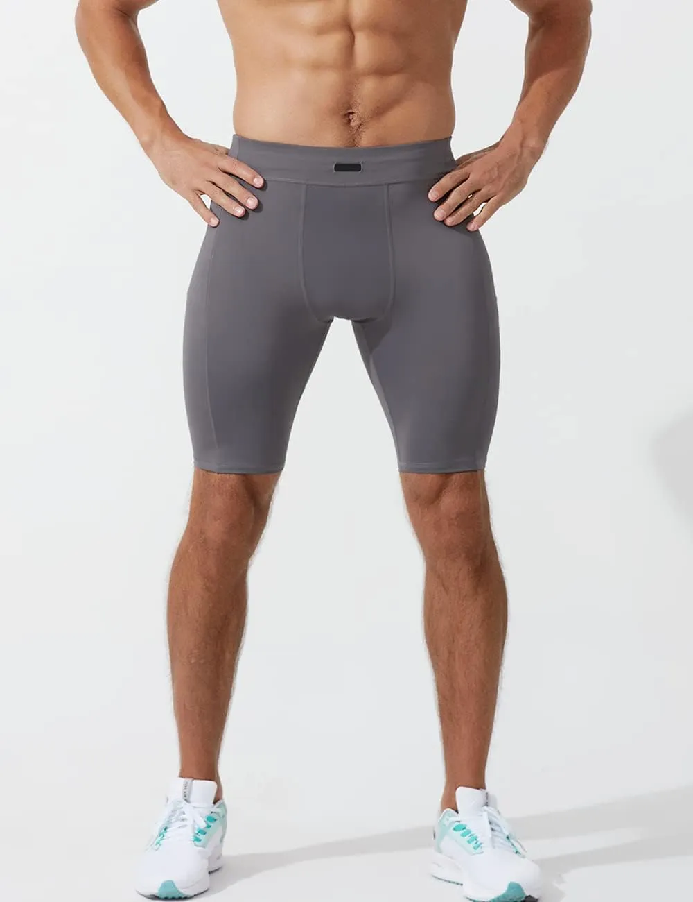 MIZOK Men's Elastic Compression Shorts Sports Performance Active Workout Tight Shorts with Pocket