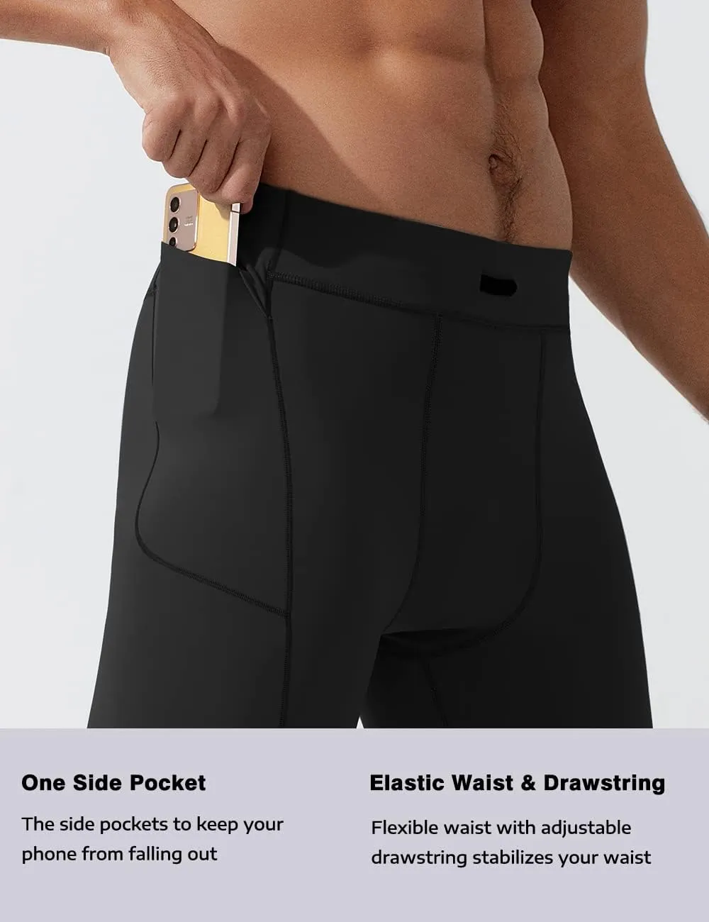 MIZOK Men's Elastic Compression Shorts Sports Performance Active Workout Tight Shorts with Pocket