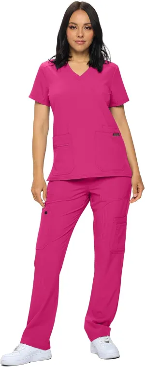 Monarch Uniforms Scrub Sets - Regular & Petite Stretchy Scrubs for Women - Set of Top & Pants