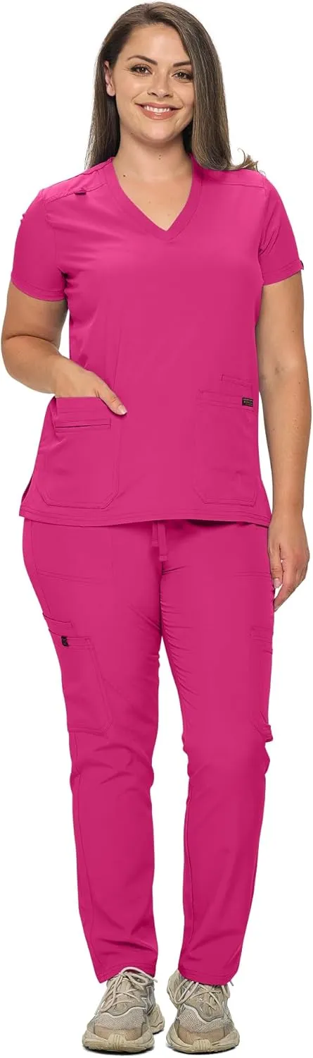 Monarch Uniforms Scrub Sets - Regular & Petite Stretchy Scrubs for Women - Set of Top & Pants