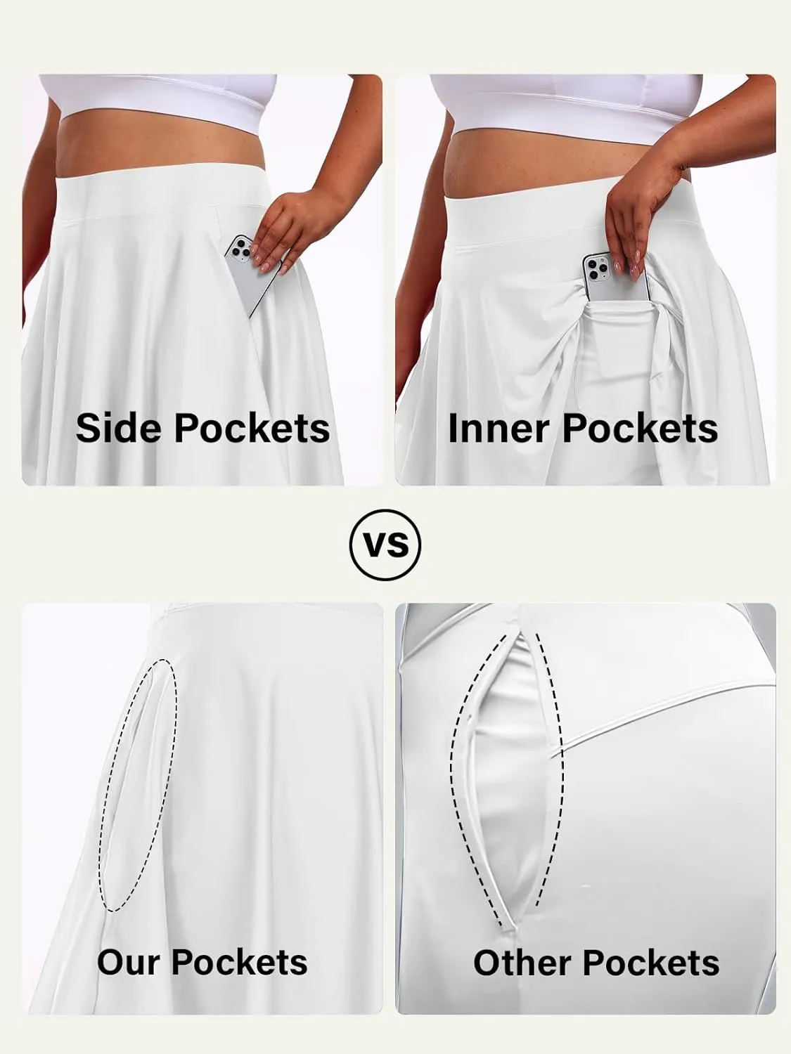Moon Wood Knee Length Skirts for Women 4 Pockets High Waisted Plus Size Womens Tennis Skirt Athletic Golf Skirts with Shorts