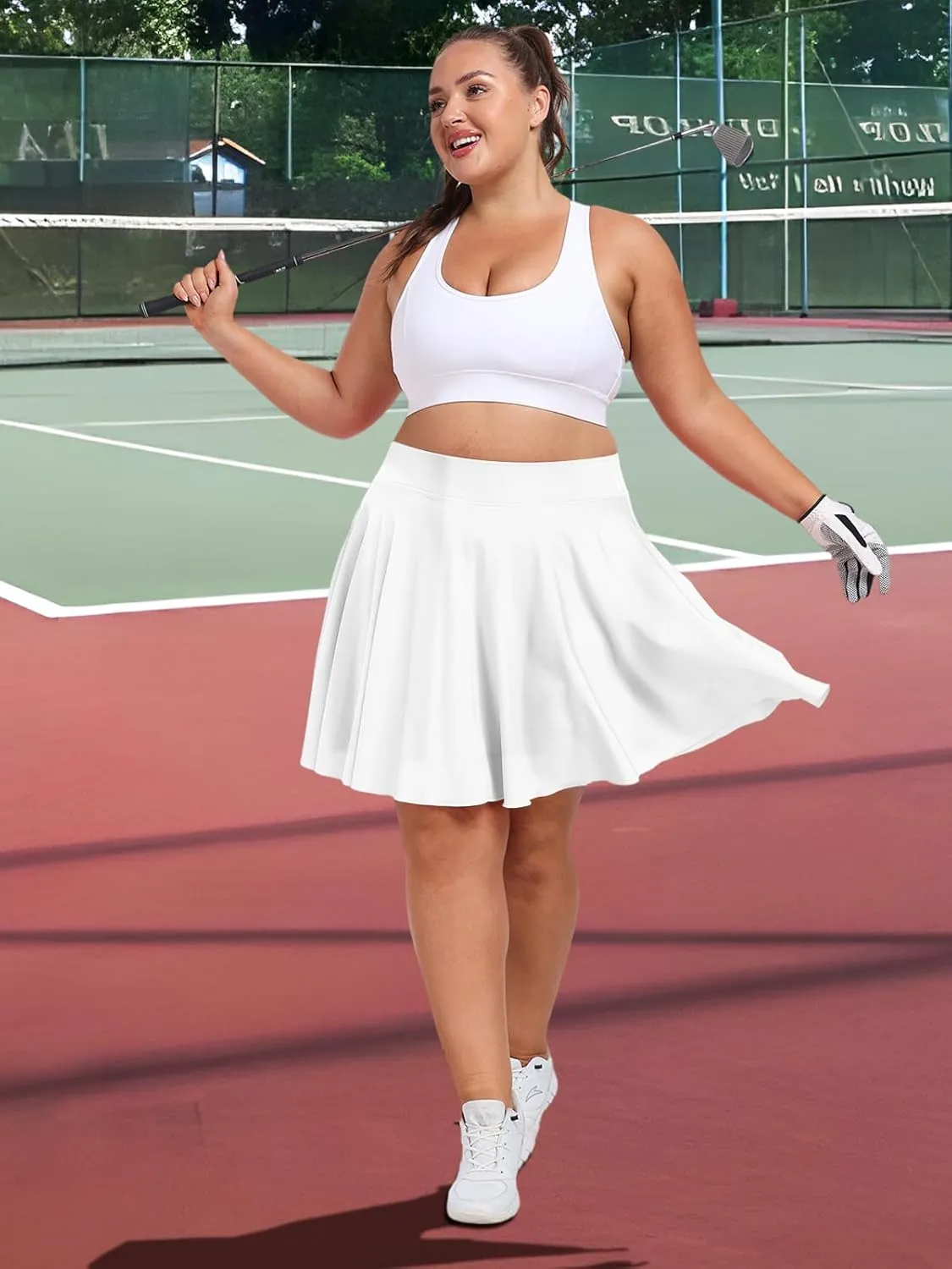 Moon Wood Knee Length Skirts for Women 4 Pockets High Waisted Plus Size Womens Tennis Skirt Athletic Golf Skirts with Shorts