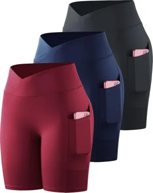 NELEUS Women's 3 Pack Biker Shorts High Waist Running Yoga Shorts with Pockets