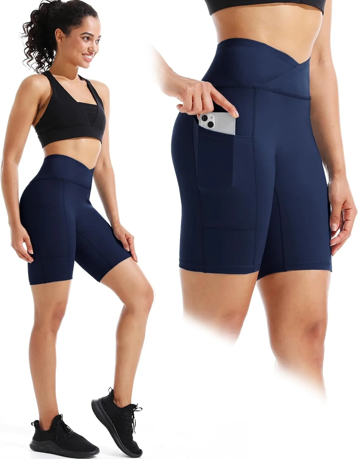 NELEUS Women's 3 Pack Biker Shorts High Waist Running Yoga Shorts with Pockets
