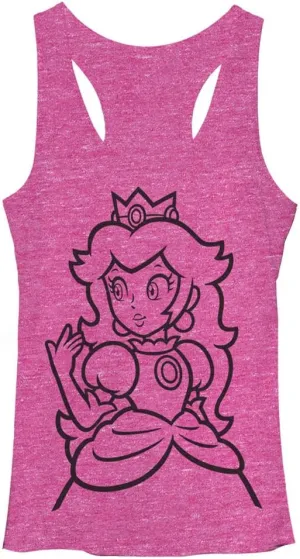 Nintendo Peach Outline Women's Racerback Tank Top