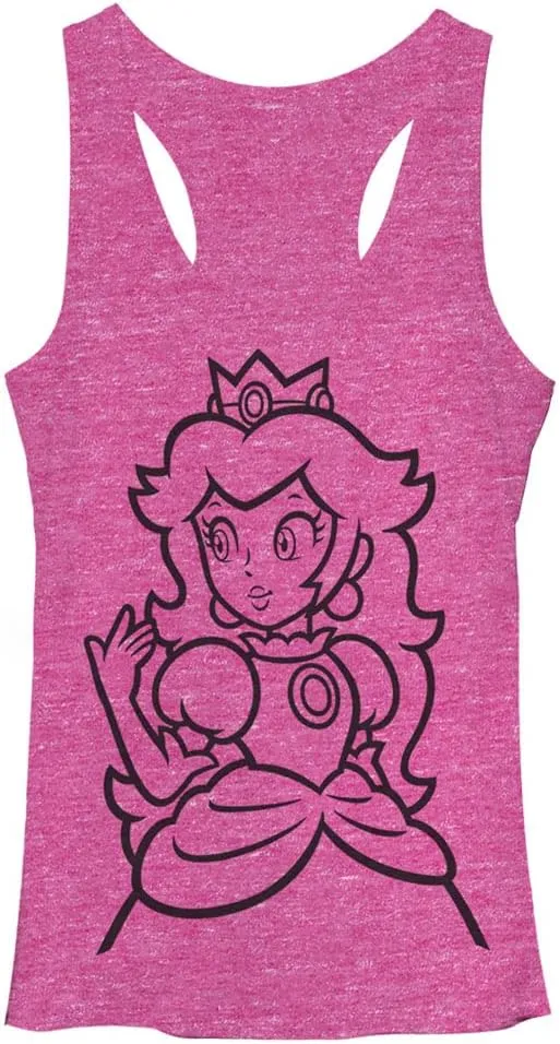 Nintendo Peach Outline Women's Racerback Tank Top