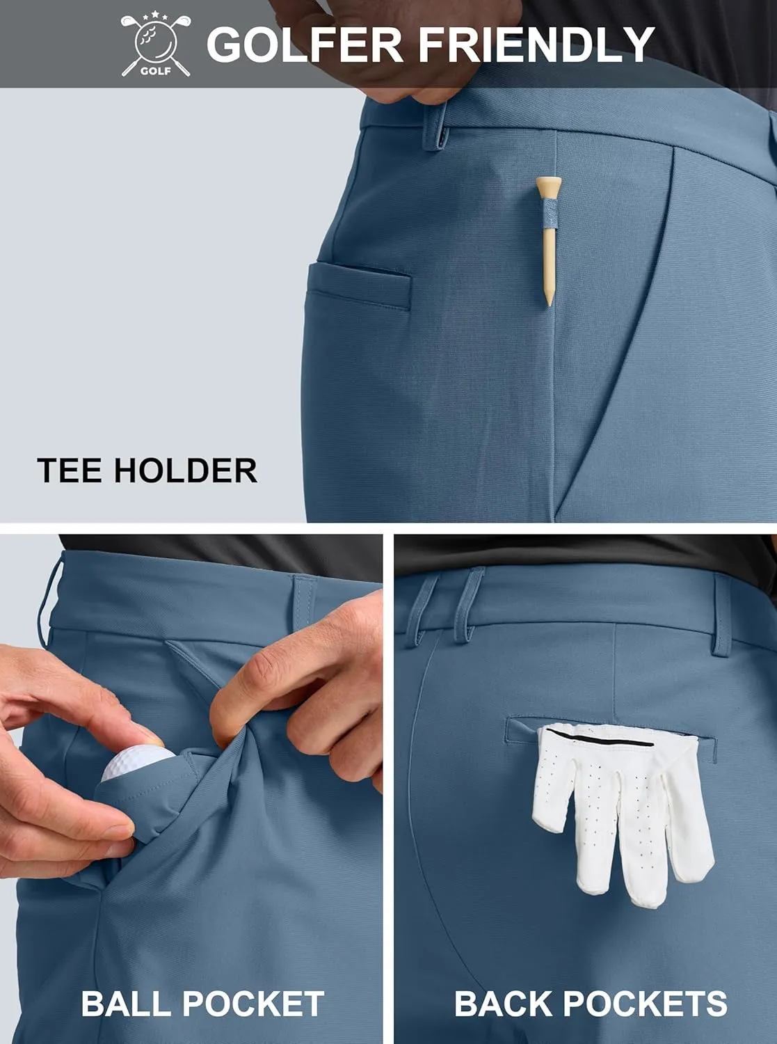 Obla Men's Golf Shorts 7"/9" Inseam Stretch Lightweight Casual Work Dress Shorts Flat Front Golf Shorts for Men 5 Pockets