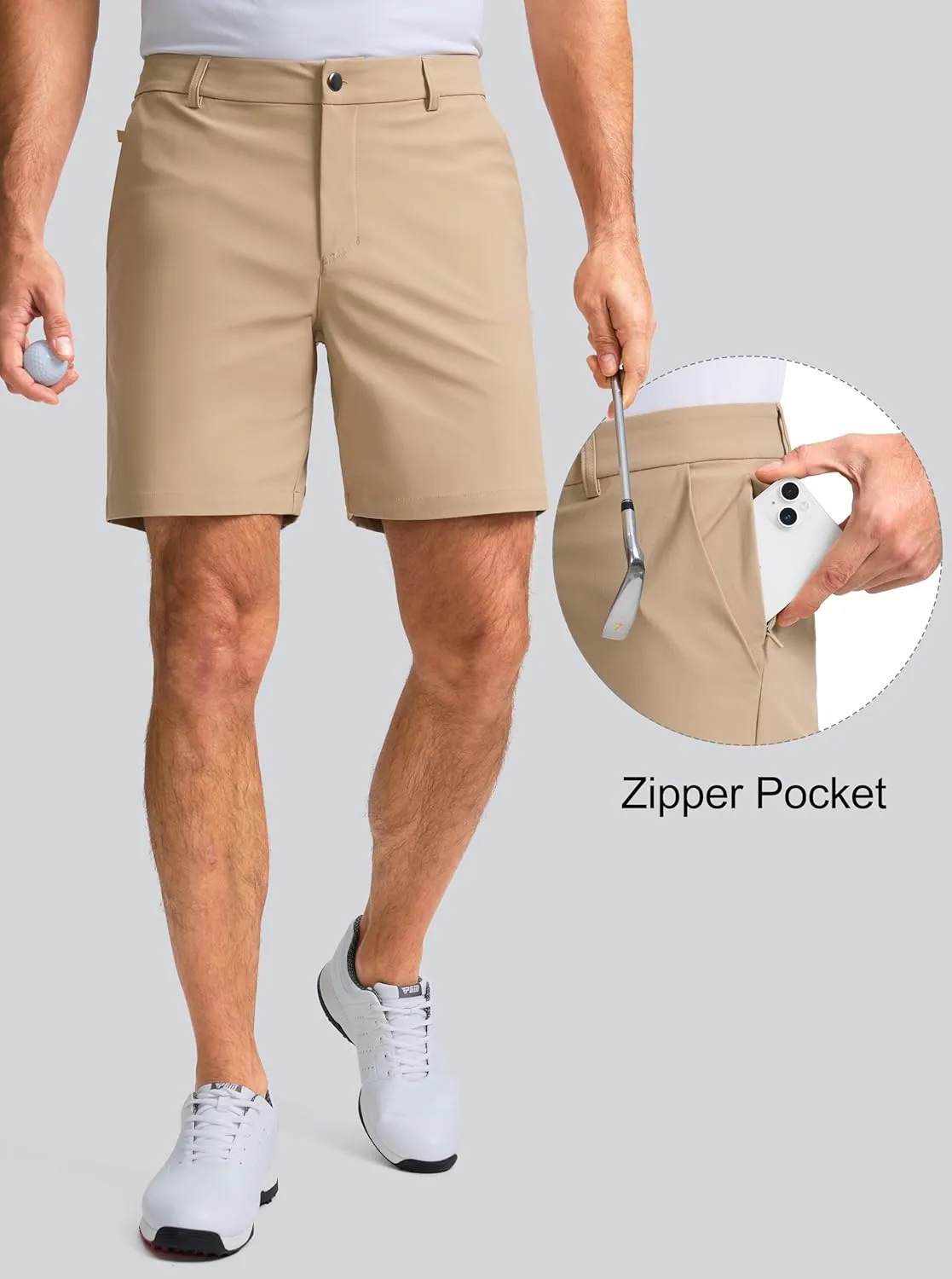 Obla Men's Golf Shorts 7"/9" Inseam Stretch Lightweight Casual Work Dress Shorts Flat Front Golf Shorts for Men 5 Pockets