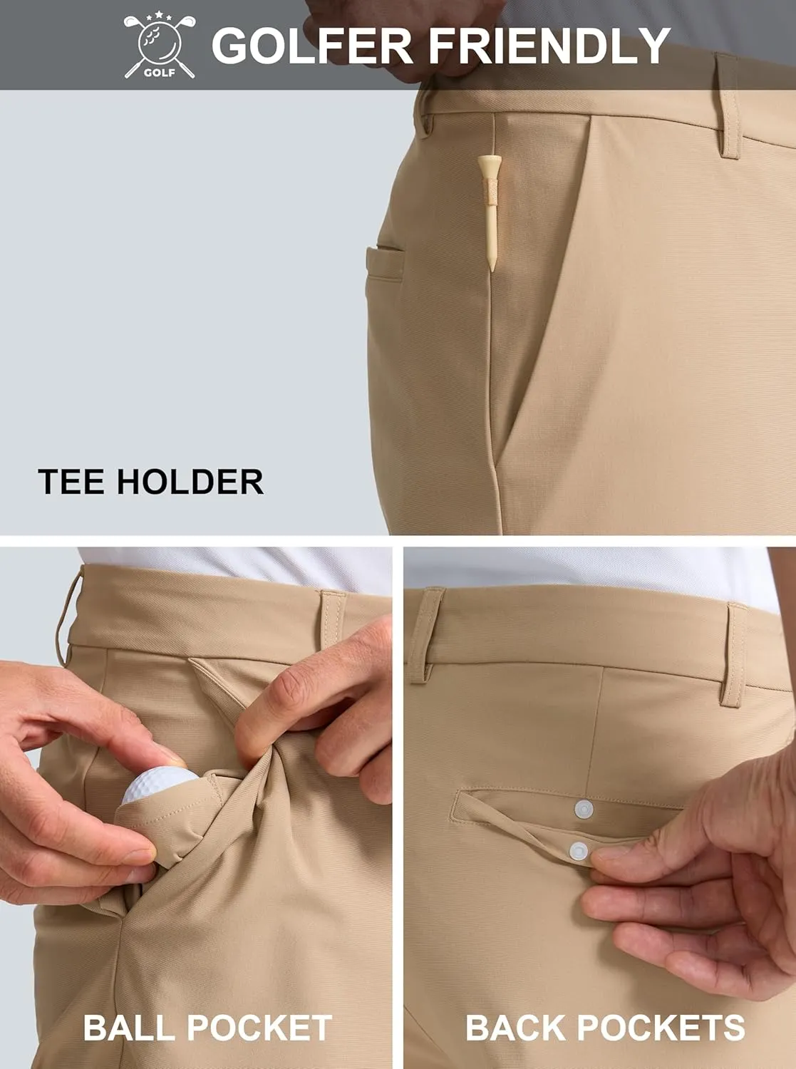 Obla Men's Golf Shorts 7"/9" Inseam Stretch Lightweight Casual Work Dress Shorts Flat Front Golf Shorts for Men 5 Pockets