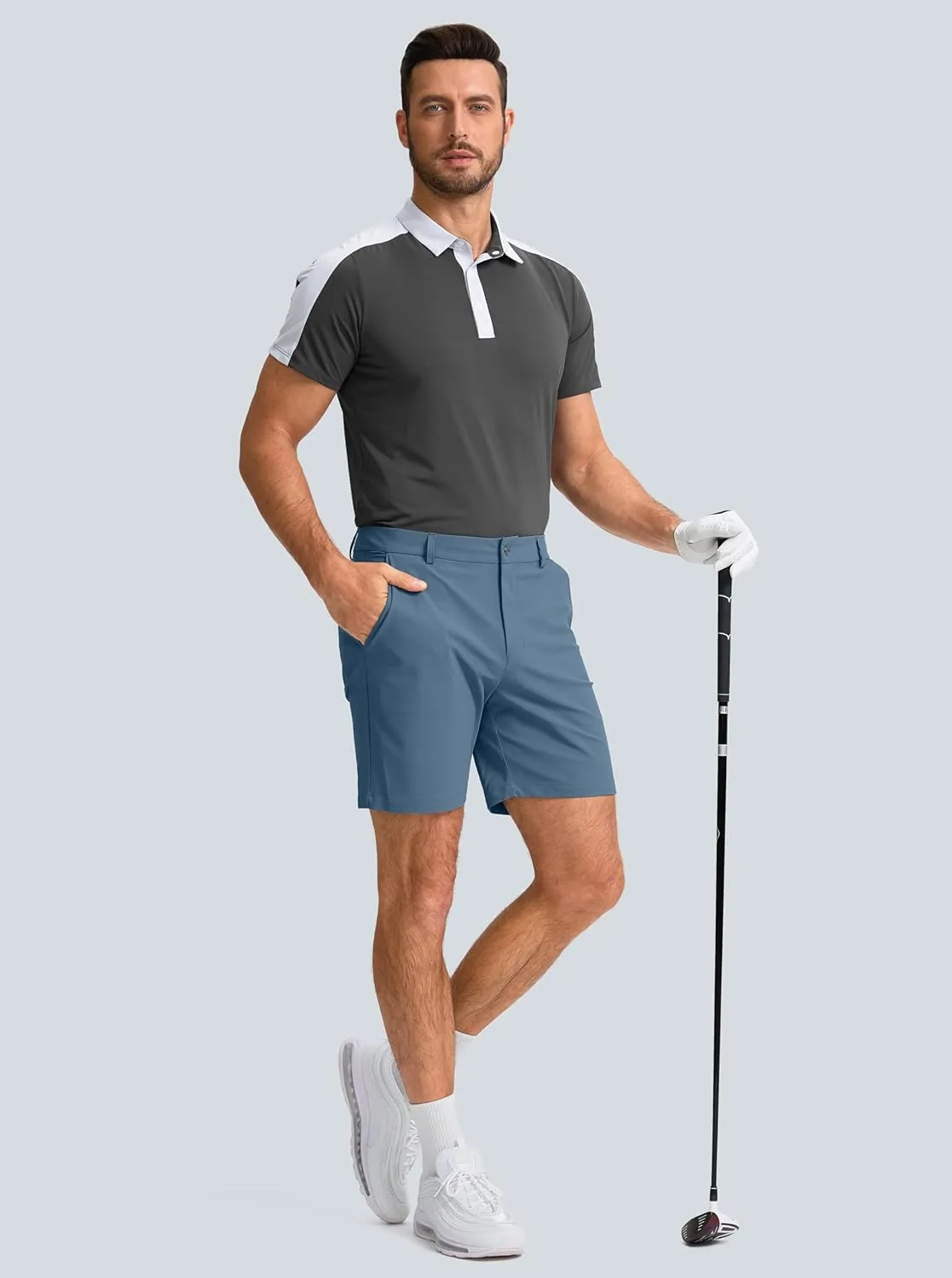 Obla Men's Golf Shorts 7"/9" Inseam Stretch Lightweight Casual Work Dress Shorts Flat Front Golf Shorts for Men 5 Pockets