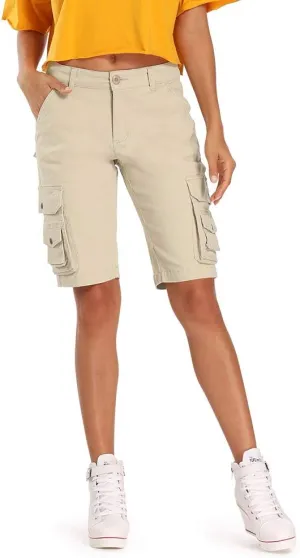 OCHENTA Women's Casual Multi-Pockets Bermuda Cargo Shorts Camo Knee Length Summer Hiking Shorts