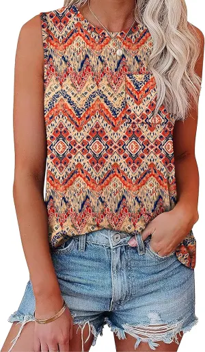 OFEEFAN Womens Tank Tops Summer Sleeveless Tops Loose Fit Crewneck Basic Tee Shirts for Women