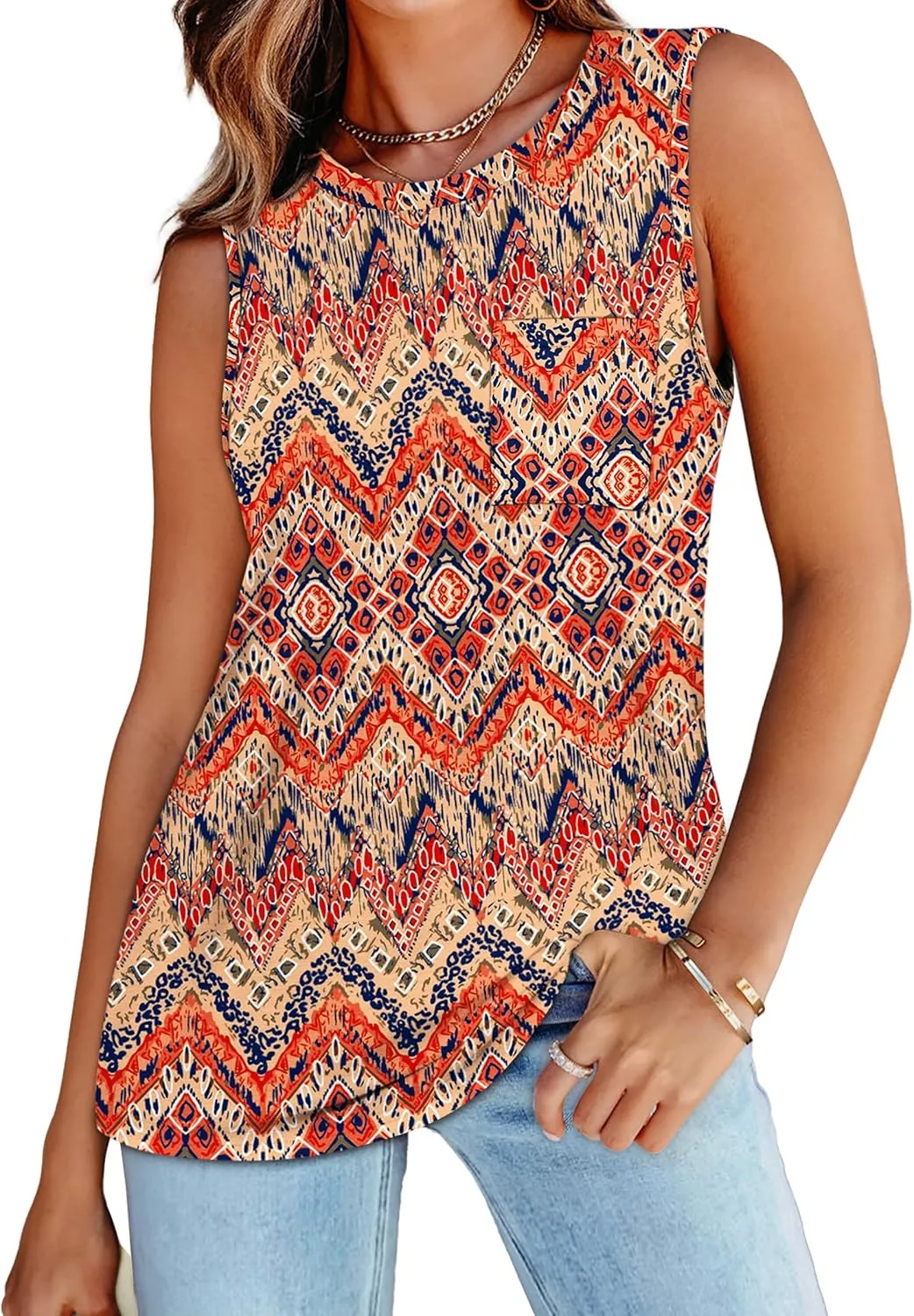 OFEEFAN Womens Tank Tops Summer Sleeveless Tops Loose Fit Crewneck Basic Tee Shirts for Women