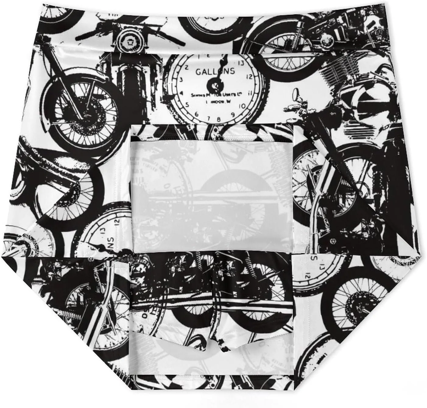 Old Motorcycle Pattern, Women's Mini Tennis Skirt with Shorts Underneath Athletic Workout Cute Skorts