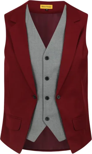 Oliver George Men's Layered Formal Solid Formal Tuxedo Dress Vest Waistcoat Business Vest for Suit or Tuxedo