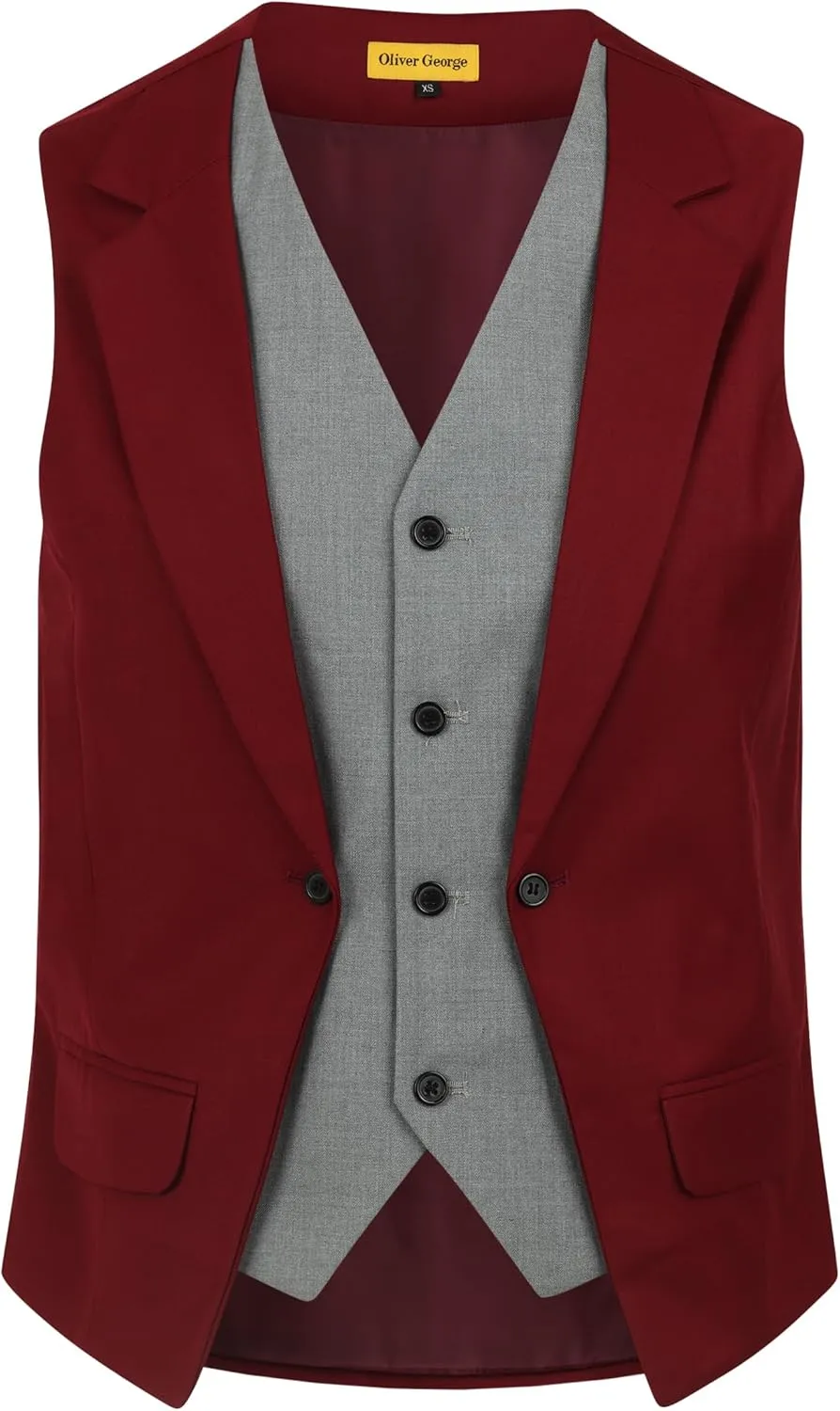 Oliver George Men's Layered Formal Solid Formal Tuxedo Dress Vest Waistcoat Business Vest for Suit or Tuxedo