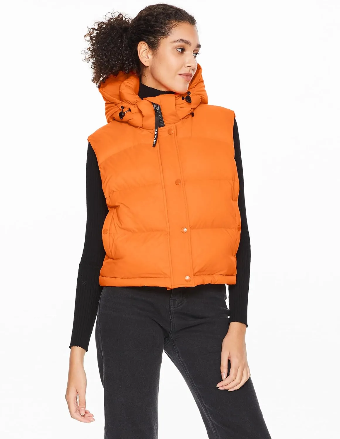Orolay Women's Cropped Puffer Vest - Hooded Sleeveless Down Jacket Stand Collar Gilet with Pockets