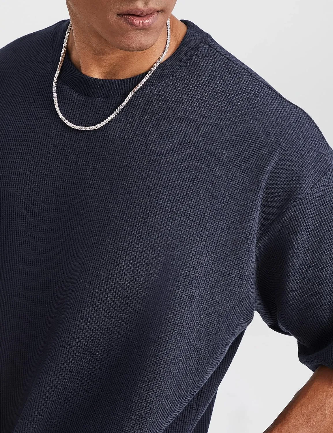 Ouber Men's Waffle Cotton Workout Shirts Loose Fit Athletic Gym Tee Shirt