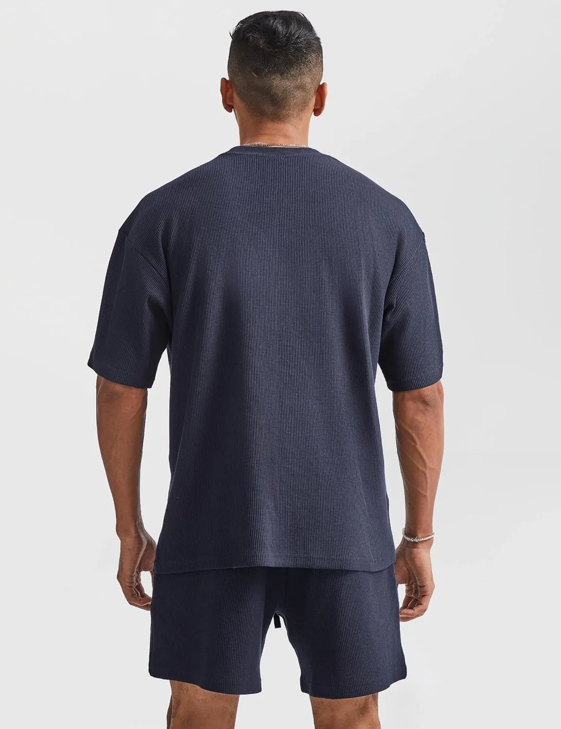 Ouber Men's Waffle Cotton Workout Shirts Loose Fit Athletic Gym Tee Shirt