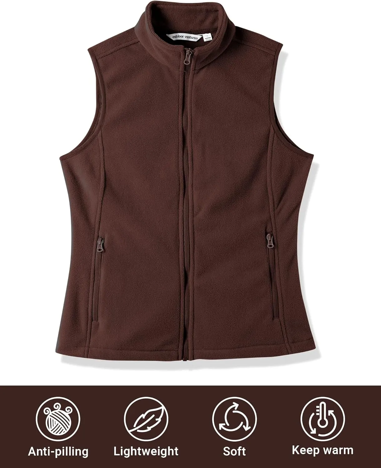 Outdoor Ventures Women's Polar Fleece Zip Vest Outerwear with Pockets,Warm Sleeveless Coat Vest for Fall & Winter