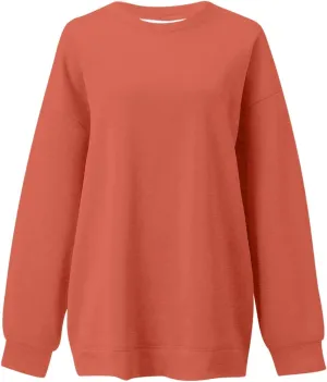 Oversized Sweatshirt for Women Women's Fashion Casual Solid Color Loose Shoulder Round Neck Long Sleeve Hoodie