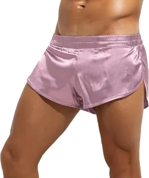 Panegy Men's Satin Boxer Shorts with Large Split Sides Casual Lounge Athletic Shorts