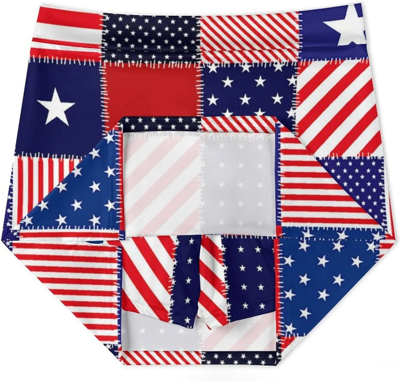 Patchwork of American Flag Women's Mini Tennis Skirt with Shorts Underneath Athletic Workout Cute Skorts