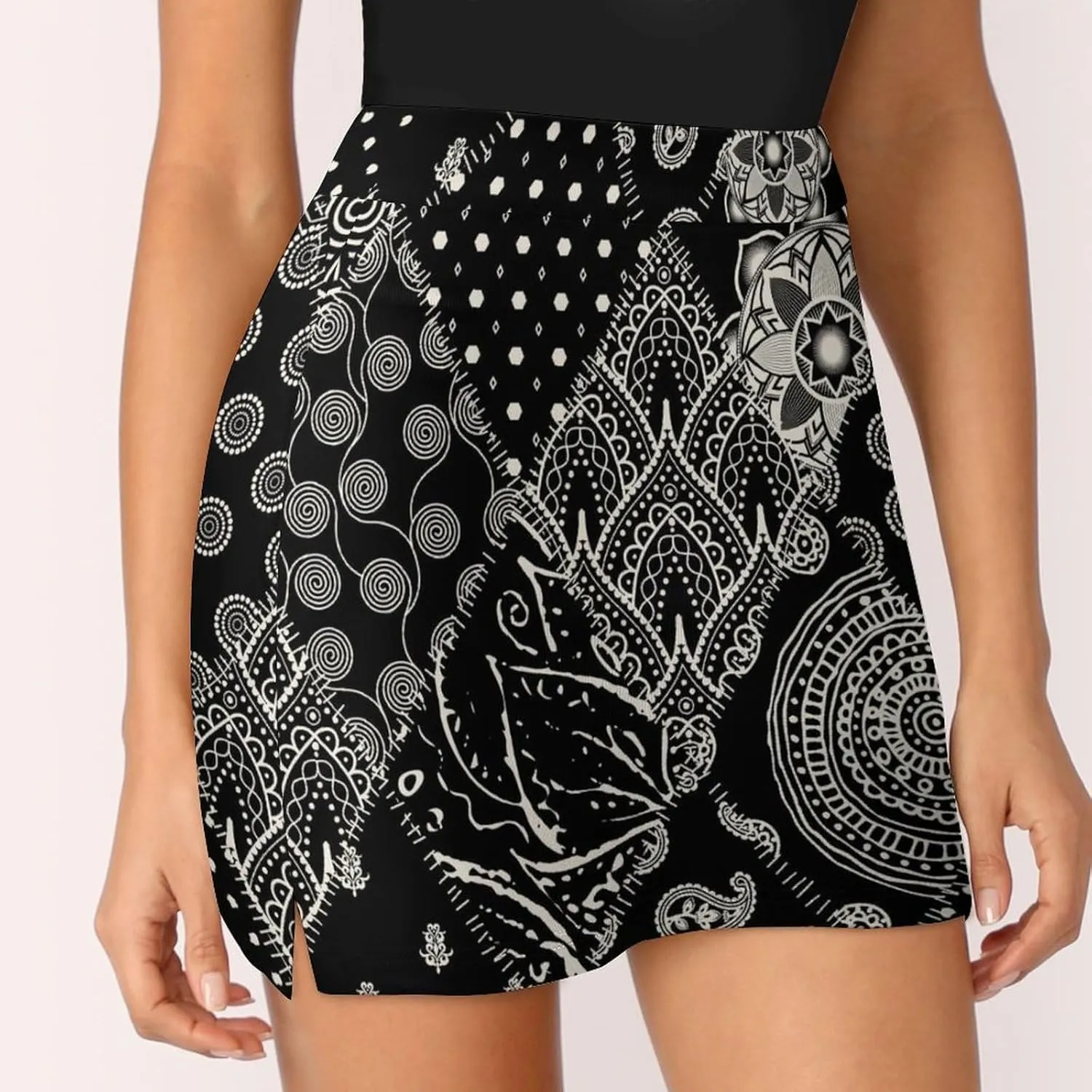 Patchwork Paisley Design Women's Mini Tennis Skirt with Shorts Underneath Athletic Workout Cute Skorts