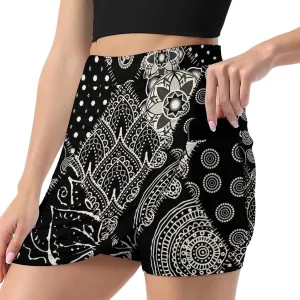 Patchwork Paisley Design Women's Mini Tennis Skirt with Shorts Underneath Athletic Workout Cute Skorts