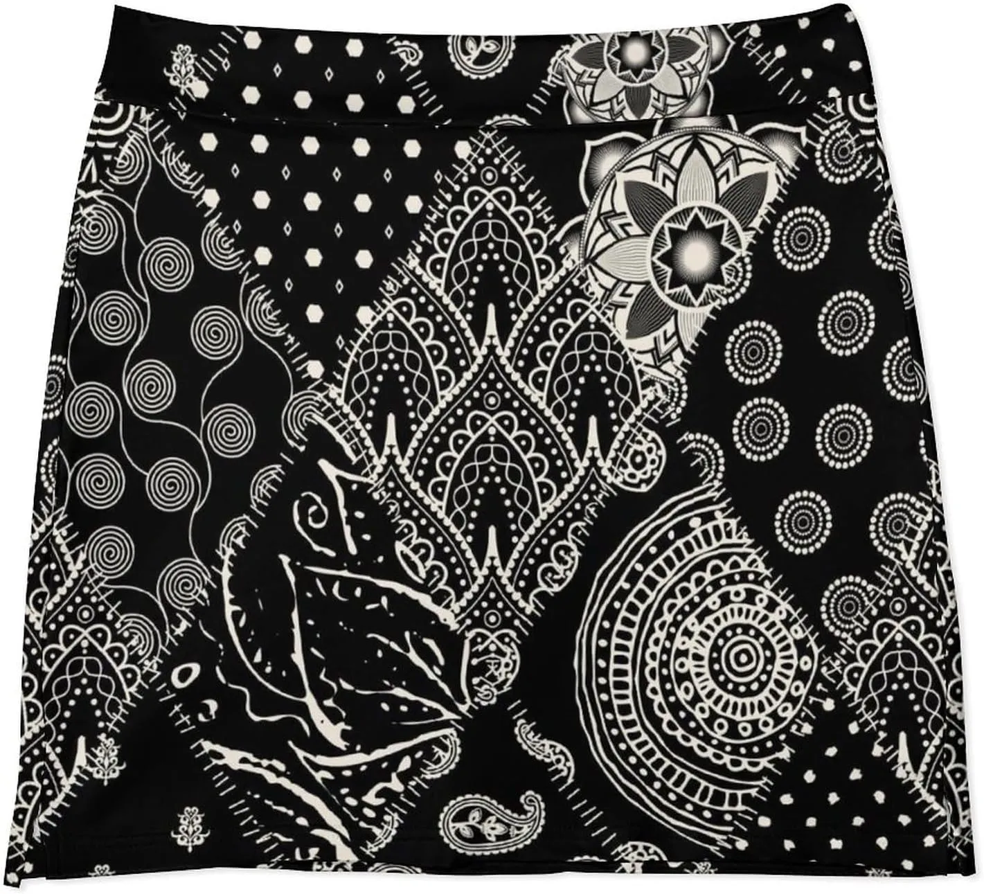 Patchwork Paisley Design Women's Mini Tennis Skirt with Shorts Underneath Athletic Workout Cute Skorts