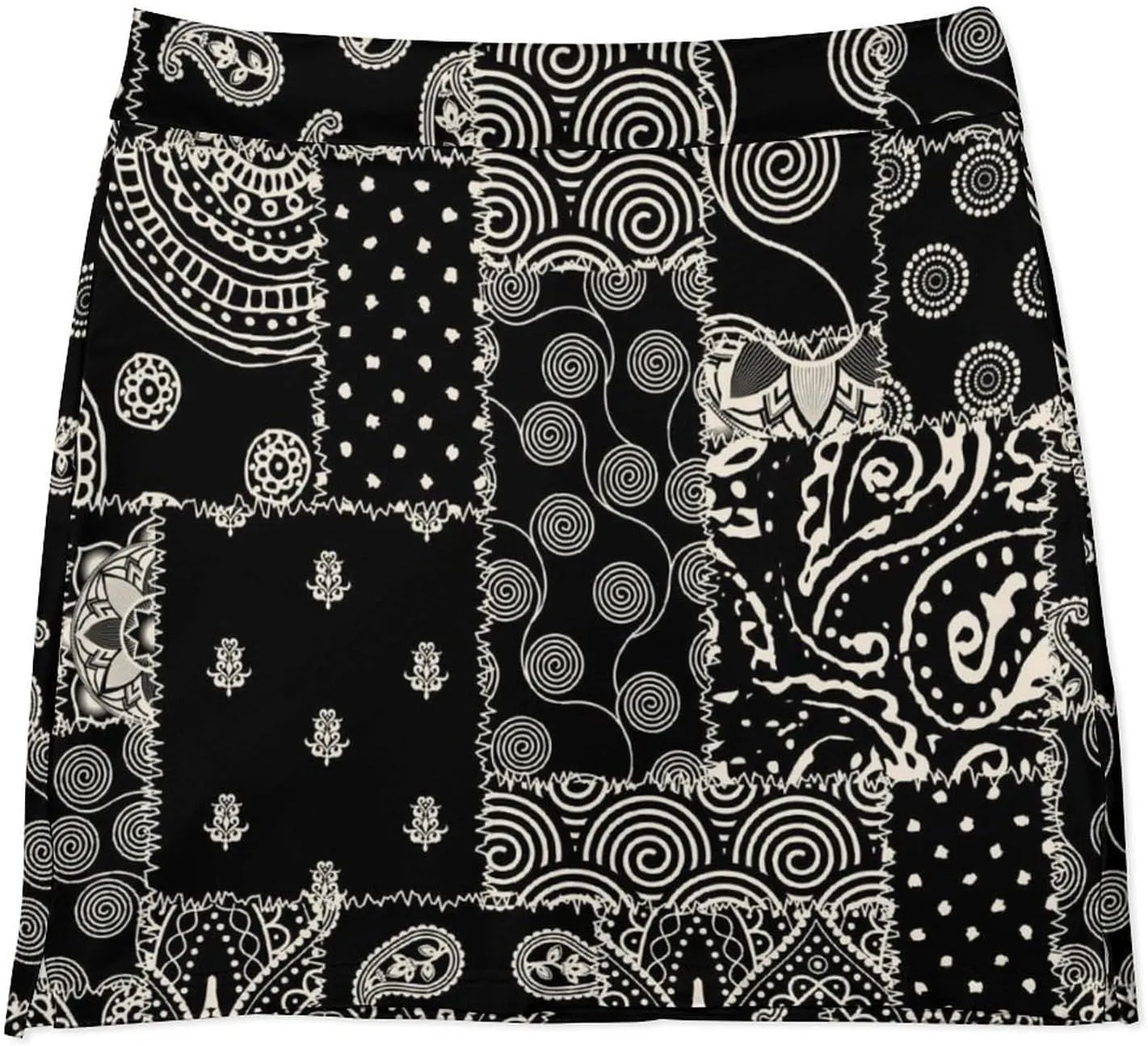 Patchwork Paisley Textile Women's Mini Tennis Skirt with Shorts Underneath Athletic Workout Cute Skorts