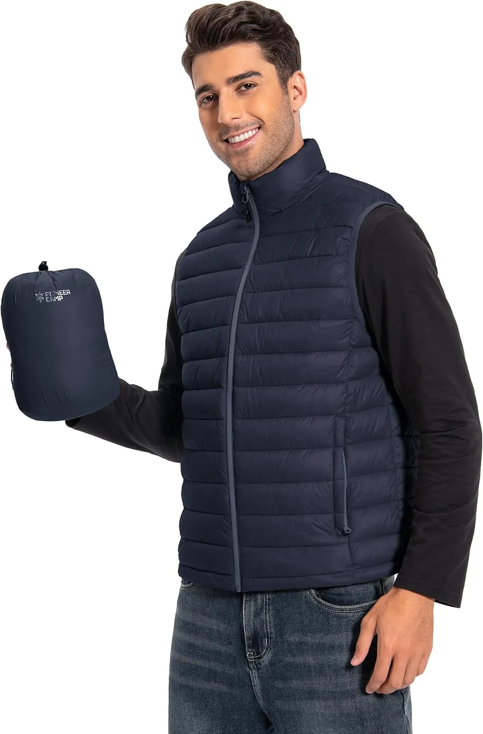 Pioneer Camp Men's Lightweight Puffer Vest Packable Water-Repellent Warm Quilted Sleeveless Outerwear for Work Casual Travel