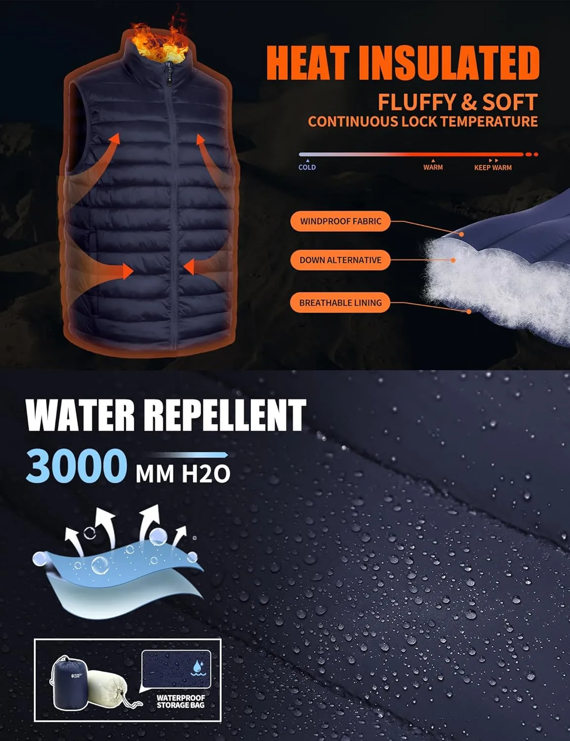 Pioneer Camp Men's Lightweight Puffer Vest Packable Water-Repellent Warm Quilted Sleeveless Outerwear for Work Casual Travel