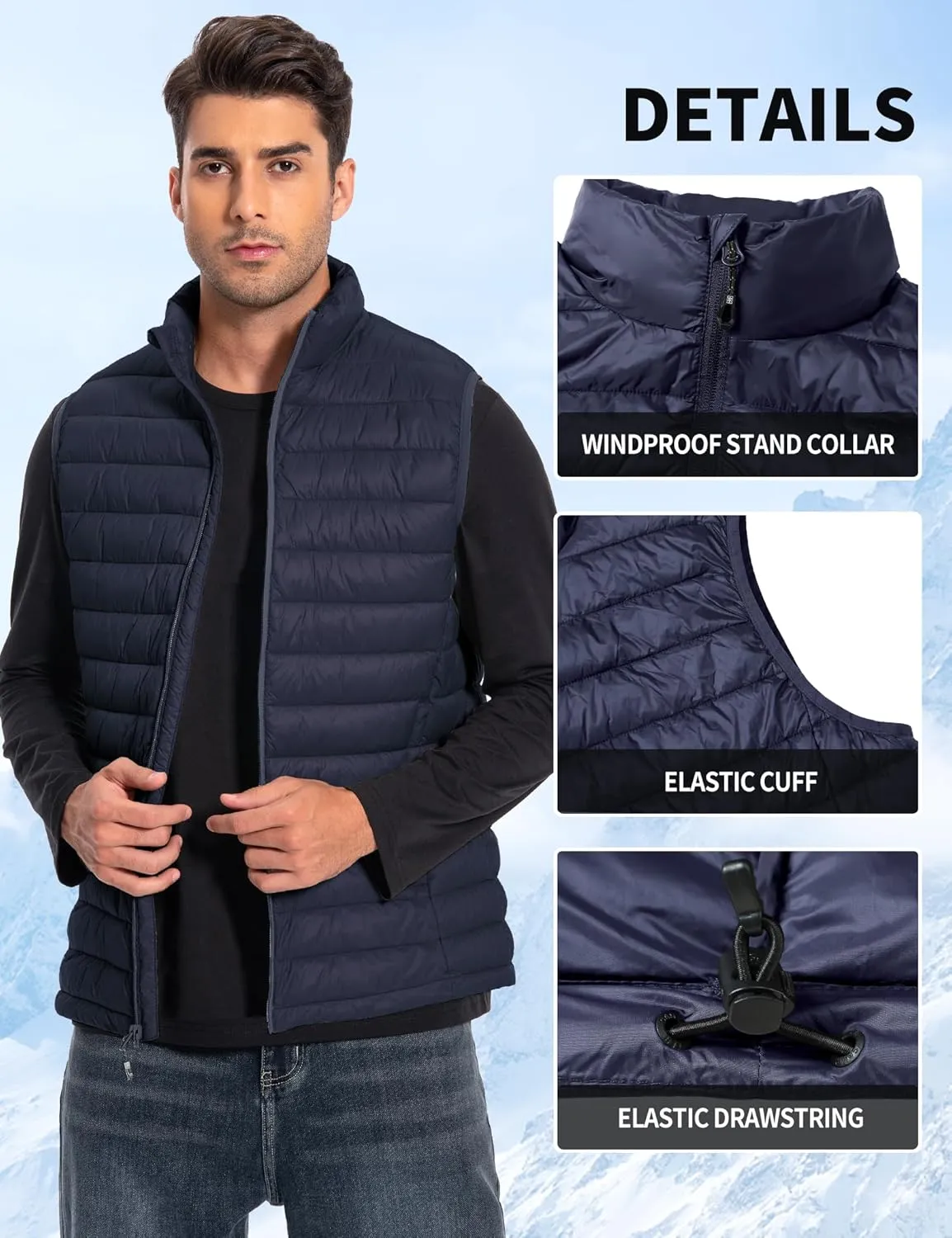 Pioneer Camp Men's Lightweight Puffer Vest Packable Water-Repellent Warm Quilted Sleeveless Outerwear for Work Casual Travel