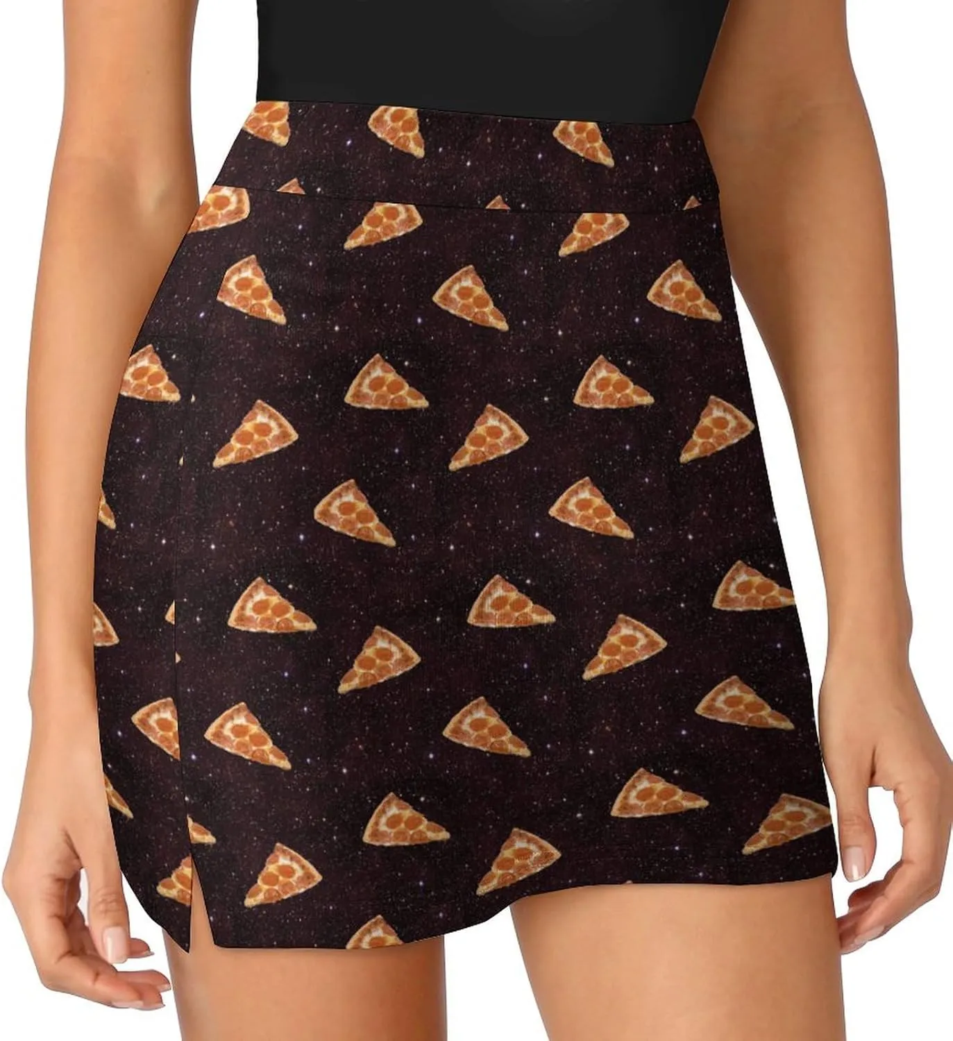 Pizza Galaxy Women's Mini Tennis Skirt with Shorts Underneath Athletic Workout Cute Skorts