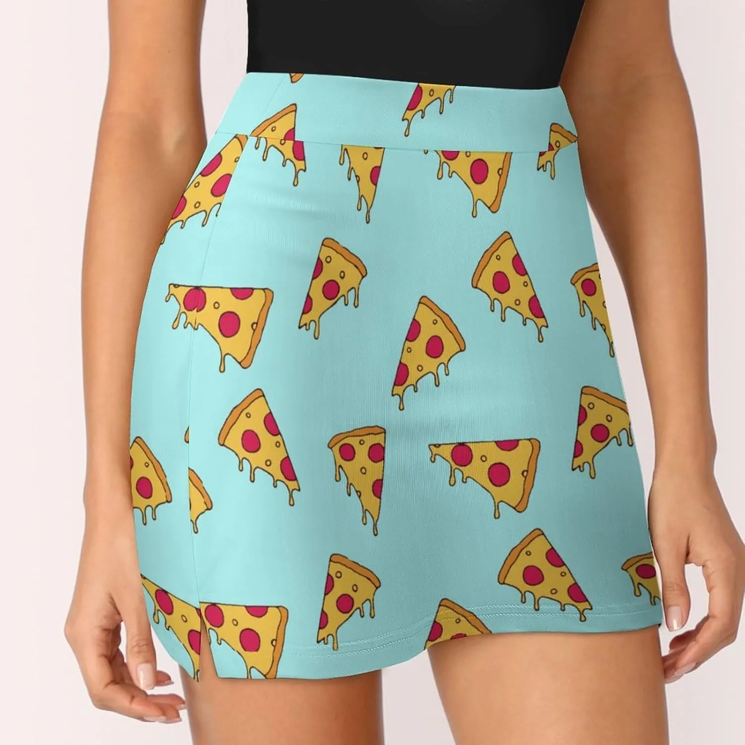 Pizza Slice Women's Mini Tennis Skirt with Shorts Underneath Athletic Workout Cute Skorts
