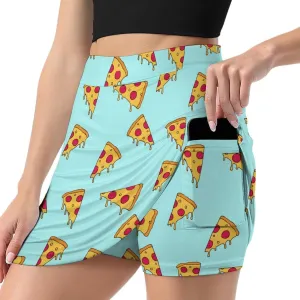 Pizza Slice Women's Mini Tennis Skirt with Shorts Underneath Athletic Workout Cute Skorts