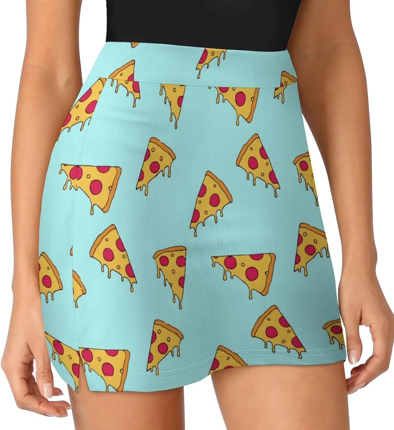 Pizza Slice Women's Mini Tennis Skirt with Shorts Underneath Athletic Workout Cute Skorts