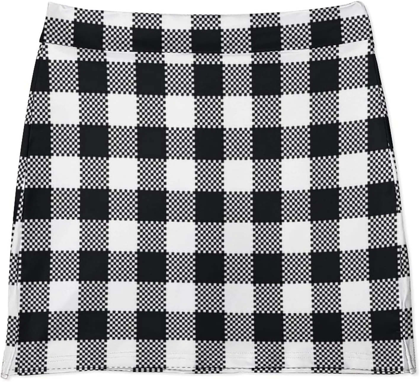 Plaid Black and White Women's Mini Tennis Skirt with Shorts Underneath Athletic Workout Cute Skorts