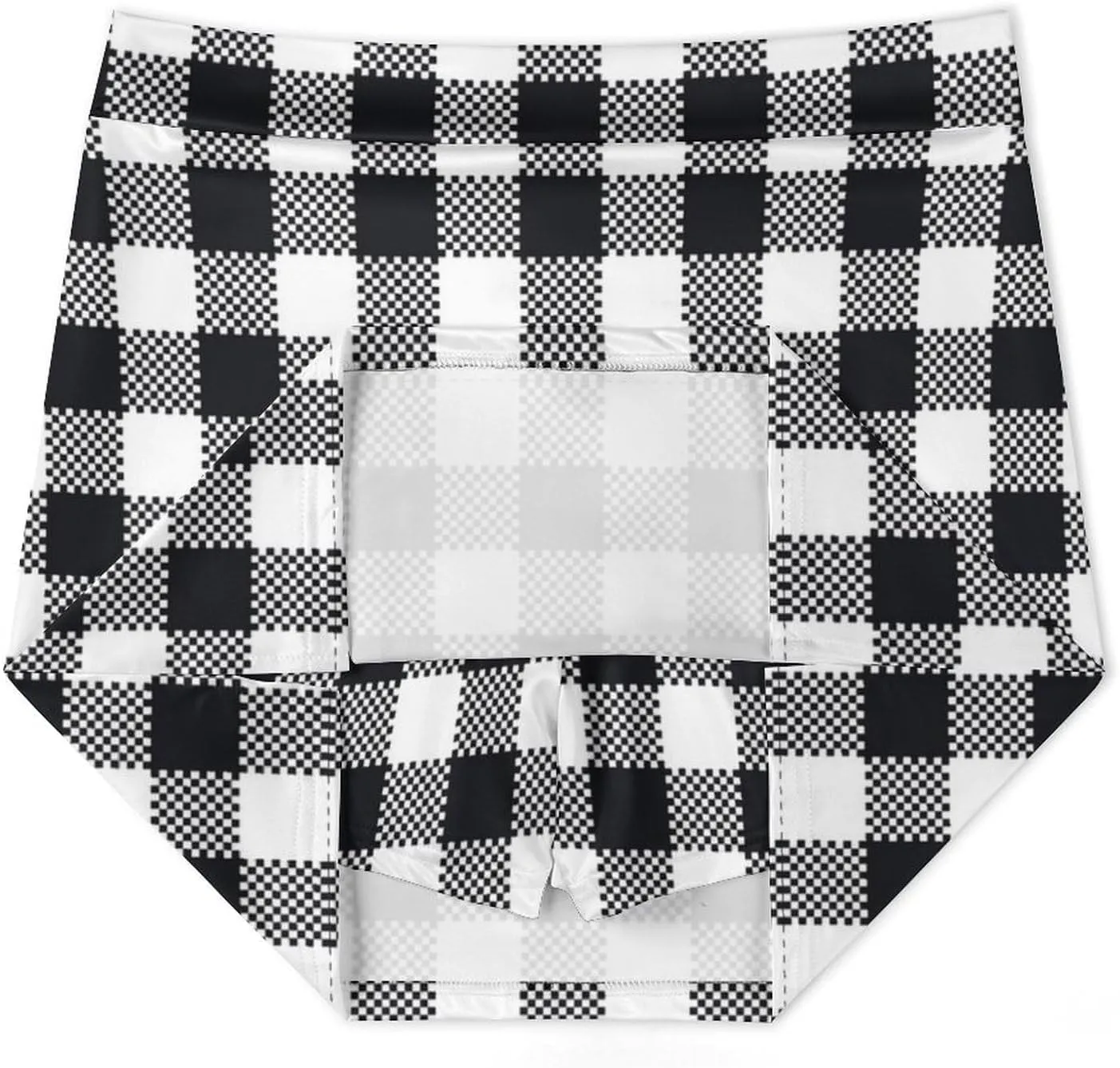 Plaid Black and White Women's Mini Tennis Skirt with Shorts Underneath Athletic Workout Cute Skorts
