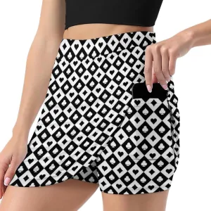 Playing Cards Signs Casino Women's Mini Tennis Skirt with Shorts Underneath Athletic Workout Cute Skorts