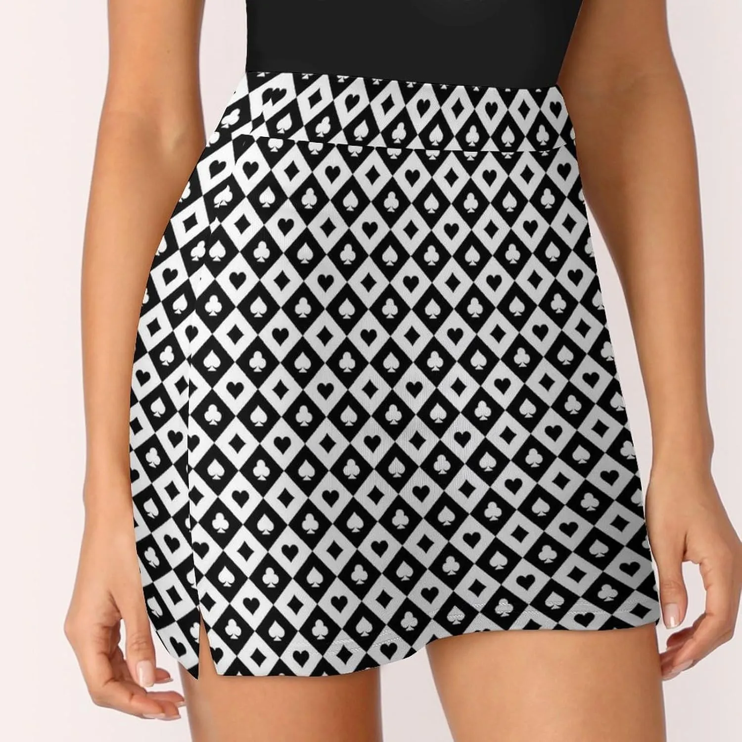 Playing Cards Signs Casino Women's Mini Tennis Skirt with Shorts Underneath Athletic Workout Cute Skorts