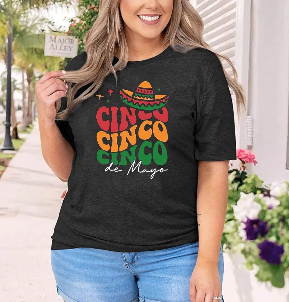 Plus Size Cinco De Mayo Shirt Women Let's Fiesta Tshirt Mexican Festival Gift Tees Casual Sombrero Graphic Topst(2-5X)