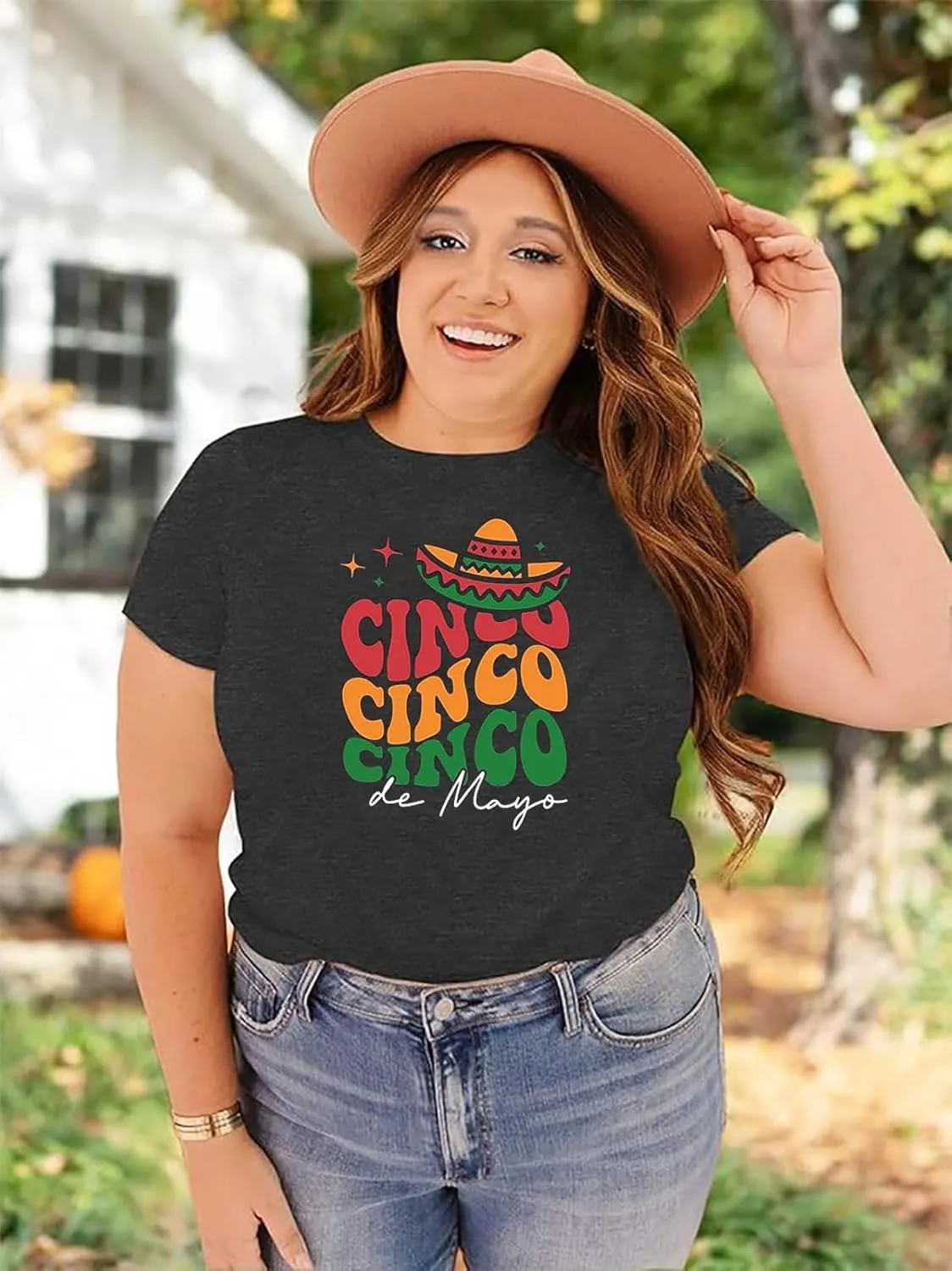 Plus Size Cinco De Mayo Shirt Women Let's Fiesta Tshirt Mexican Festival Gift Tees Casual Sombrero Graphic Topst(2-5X)