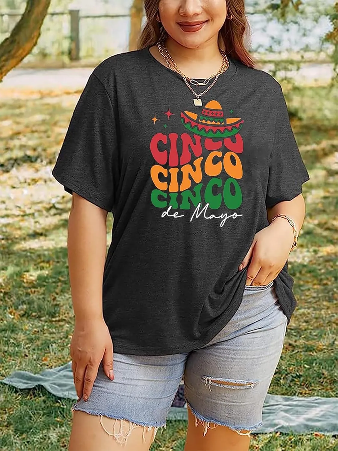 Plus Size Cinco De Mayo Shirt Women Let's Fiesta Tshirt Mexican Festival Gift Tees Casual Sombrero Graphic Topst(2-5X)