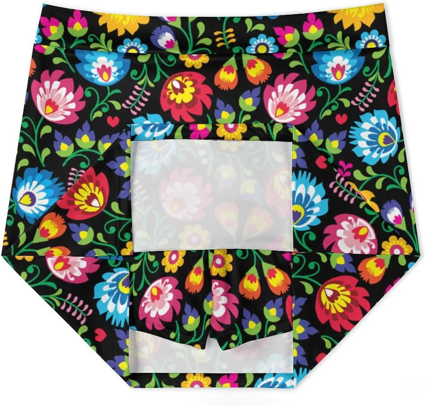 Polish Folk Art Floral Pattern Women's Mini Tennis Skirt with Shorts Underneath Athletic Workout Cute Skorts