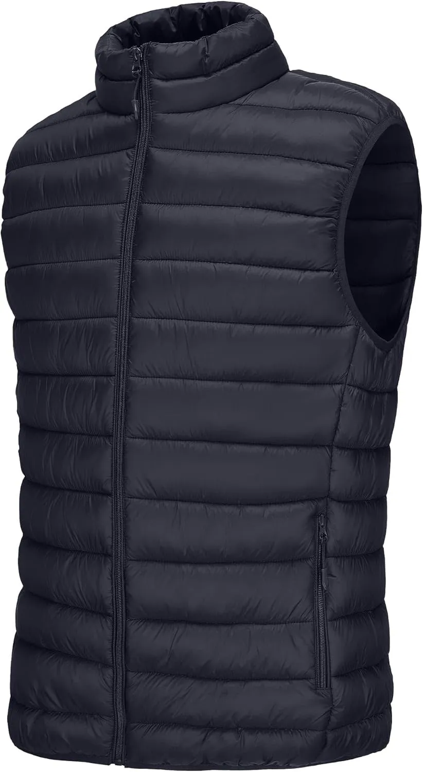 Polu Men's Puffer Vest Lightweight Sleeveless Jacket Full Zipper Outerwear Vest Outdoor Down Vest with Pockets