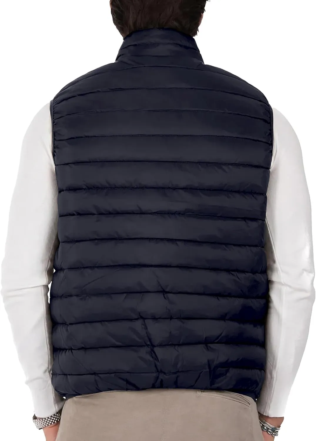 Polu Men's Puffer Vest Lightweight Sleeveless Jacket Full Zipper Outerwear Vest Outdoor Down Vest with Pockets