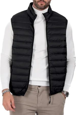 Polu Men's Puffer Vest Lightweight Sleeveless Jacket Full Zipper Outerwear Vest Outdoor Down Vest with Pockets